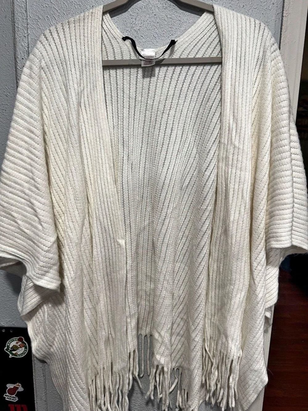 No Boundaries Fringe Knit Shrug in White